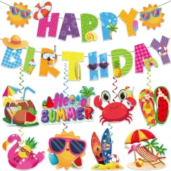 Summer Birthday Decorations, NO-DIY Summer Party Decorations Banner, Pool Party Supplies