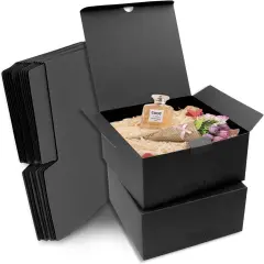 10 Pack of Black Gift Box with Lid, Recyclable Paper Suitable for Wedding, Festivals, Gifts, Graduation, Birthday