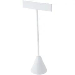 Plymor White Faux Leather "T" Style, Single Pair Earring Display Stand, 2.625" W x 1.25" D x 5.75" H