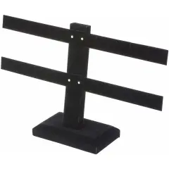 Plymor Black Velvet Double T-Bar, Eight Pair Earring Display Stand, 10.25" W x 6.5" H