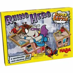 HABA Rhino Hero Super Battle - Exciting 3D Stacking Board Game for Kids & Adults, Fun Family Games, Stacking Card Games for Kids, Made in Germany Multicolor