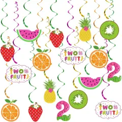 Twotti Frutti Birthday Decorations, Tutti Frutti Hanging Swirl Decorations, Pineapple Watermelon Strawberry Orange Summer Fruit