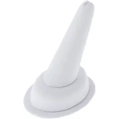 Plymor White Faux Leather Ring Finger Display, Single on Oval Base, 1.75" W x 2.5" D x 2.75" H