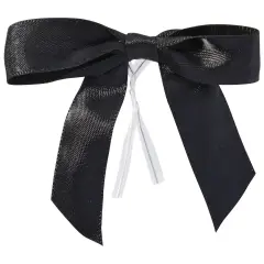 100-Pack Twist Tie Bows - Black 3" Satin Ribbon Small Bows For Gift Wrapping Treats Party Favors Craft Decoration