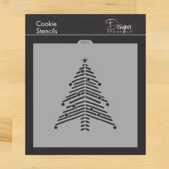Handpainted Chevron Christmas Tree Stencil Cookie & Craft Stencil | CM202 by Designer Stencils | Cookie Decorating Tools | Stencils for Royal Icing, Airbrush, Dusting Powder | Craft Stencils for Canvas, Paper, Wood | Reusable Food Grade Stencil