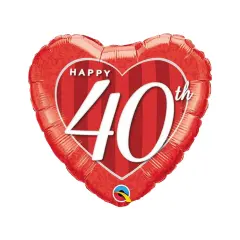 Happy 40th Damask Heart 18 Inch Foil Mylar Balloon