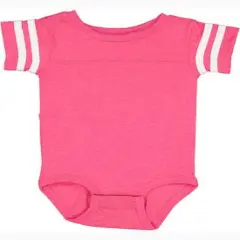 Rabbit Skins&reg; Infant Football Classic Crew Neck Short Sleeve Bodysuit V HT PNKBD WHT