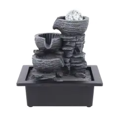 Indoor Tabletop Water Fountain with LED Light Portable Ornament Waterfall w/ LED