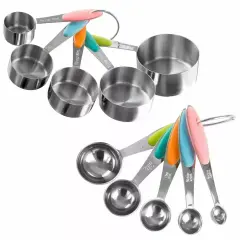 Measuring Cups and Spoons Matching Set Stainless Steel Silicone Handles