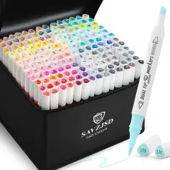168 Colors Dual Tip Markers Set - Water-Based Ink