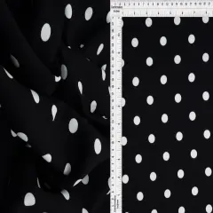 1 Yard Comfort Rayon Challis Polka Dots Print Fabric 54&Prime; Wide BLACK/IVORY