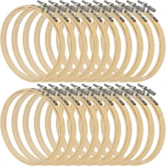 20 PCS 5 Inch Bamboo Embroidery Hoop, Adjustable Cross Stitch Circle Ring for Craft Sewing, DIY Project, Decoration