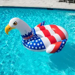 Swimline Giant Ride-On Americana Eagle Inflatable Swimming Pool Float - 78" White