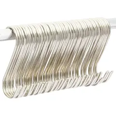Metal S Shaped Hooks, Stainless Steel Hangers Bulk Set (3.9 in, 50 Pack) Silver