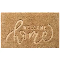 Gardenised Heavy Duty Coco Coir Doormat Non Slip PVC Baking Embossed Welcome Design Natural Coconut Fiber Floor Mat for Front Door Porch Patio Entryway Garage Mudroom & Outdoor Use 18x30" Welcome Home