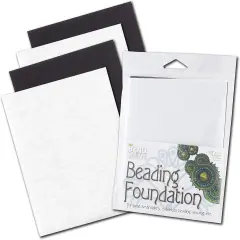 The Beadsmith Beading Foundation &ndash; 4.25 x 5.5' &ndash; 4 Sheets of Assorted Black & White Fabric &ndash; Made in The USA &ndash; Stiff & Durable Material Used for Bead & Stitch Embroidery, cabochon Beading & Sewing