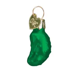 Old World Christmas 1.5 Inch Miniature Gurken Christmas Tree Ornament , Pickle Hide Extra Gift Green