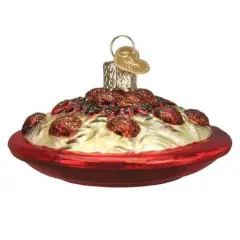 Old World Christmas 1.5 Inch Spaghetti And Meatballs Christmas Tree Ornament , Italian Dinner Dish Multicolored