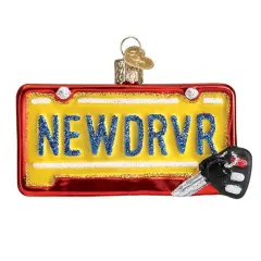 Old World Christmas 2.25 In New Driver Christmas Tree Ornament , License Open Road Multicolored