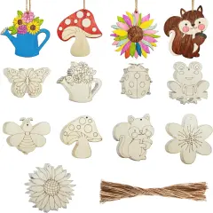 54 Pcs Wooden Spring Ornaments to Paint