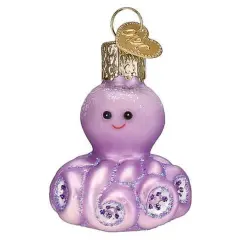 Old World Christmas 2.0 Inch Mini Octopus Christmas Tree Ornament , Christmas Decor Shy Animal Camouflage Purple