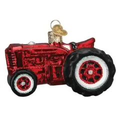 Old World Christmas 2.75 In Old Farm Tractor Christmas Tree Ornament , Equipment Plow Red