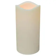 Ivory Wax-Look LED Pillar Candle with Timer and Flickering Flame Effect - Battery Operated