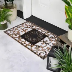 Northlight Copper and Black "Welcome and Good Bye" Doormat 30 x 18 Brown