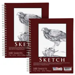 9"x12" Sketch Book Pad, 2 Pack (100 Sheets Each), 60lb (100gsm) Spiral Bound - Sketching, Drawing Pad, Acid-Free Paper - Sketch Pads For Adults, Students: Colored Pencils, Charcoal
