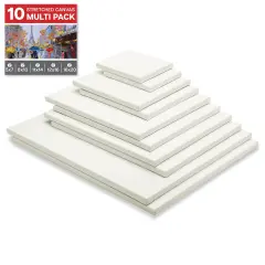 KINGART&reg; Stretched Canvas Multipack, 5 Sizes, 10-Pack