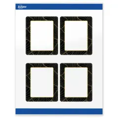Avery Printable Rectangle Labels with Sure Feed Technology, Pre-Printed Black Border with Gold Pattern, Glossy White, 4" x 3-1/3", Laser & Inkjet Compatible, 40 Total
