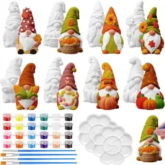 8 Pcs Fall Gnome Ceramics to Paint Pumpkin Ready to Paint Your Own Ceramic Gnome