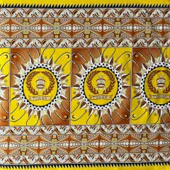 1 Yard Tongan Seal Double Border 100% Cotton Light Barkcloth Fabric 36in L x 44in W Yellow