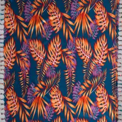 72" L x 45" W All Over Split Leaves Rayon Sarong with Fringes Teal