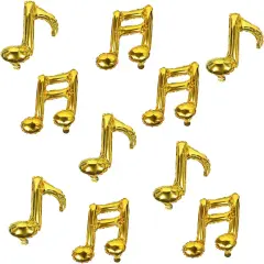10 Pcs Music Note Gold Balloons - Foil & Mylar, Happy Birthday Banner