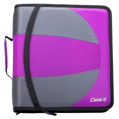 Case&middot;it Dual Ring Zipper Binder, D-Ring, 1-1/2 Inches, Deep Purple