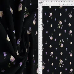 1 Yard 100% Polyester CEY Ditsy Floral Print Fabric, 58/59" Wide BLACK