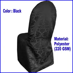 1 Piece Black Versailles Damask Jacquard Polyester Banquet Chair Cover