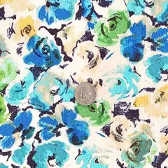 1 Yard Turquoise Rayon Crinkle Crepon Fabric 50/52" Lightweight Apparel Fabric