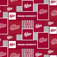 Licensed NCAA Indiana University Block Fleece IND-1177 Fabric by the Yard