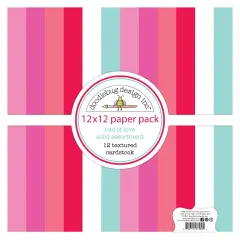 Doodlebug Textured Double-Sided Cardstock 12"X12" 12/Pkg-Lots Of Love