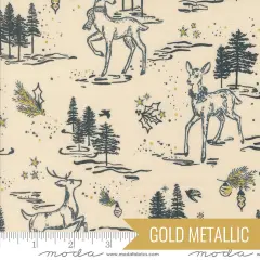 Oh Deer in Eggshell Metallic (45622 11m) | Old World Yuletide | Fancy That Design House Co | Moda