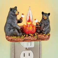 Collections Etc Charming Mama Bear and Cub Campfire Night Light