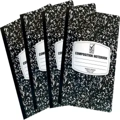 4E's Novelty Composition Notebooks 4 Pack for Notetaking, Office Supplies Back to School Supplies, Bulk Notebooks for School (College Ruled)