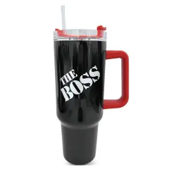 Collections Etc The Boss 40 oz. Stainless Steel Tumbler with Handle