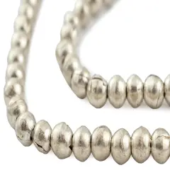 The Bead Chest 8mm Round Silver Beads - Full Strand of African Metal Spacer Beads