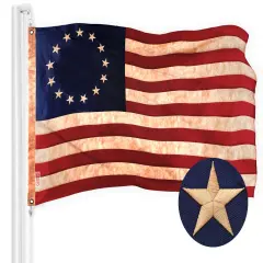 G128 Betsy Ross Tea-Stained Flag | 3x5 Ft | ToughWeave Pro Series Embroidered 420D Polyester | Historical Flag