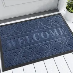 Welcome Mat - Outdoor & Indoor, 29.5x17 All-Season Waterproof, Heavy Duty, Low Profile, Non-Slip, Blue