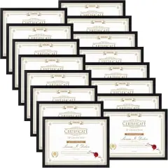 16 Pack 8.5x11 Certificate Picture Frames, Multi 8.5 by 11 Photo Frame Bulk for Document Award, Wall Hanging or Tabletop Display, Black