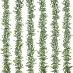 6 Pack Artificial Eucalyptus Garland, Fake Eucalyptus Greenery Garland Wedding Backdrop Arch Wall Decor, 6 Feet/Strand Fake Hanging Plant for Table Festival Party Decoration